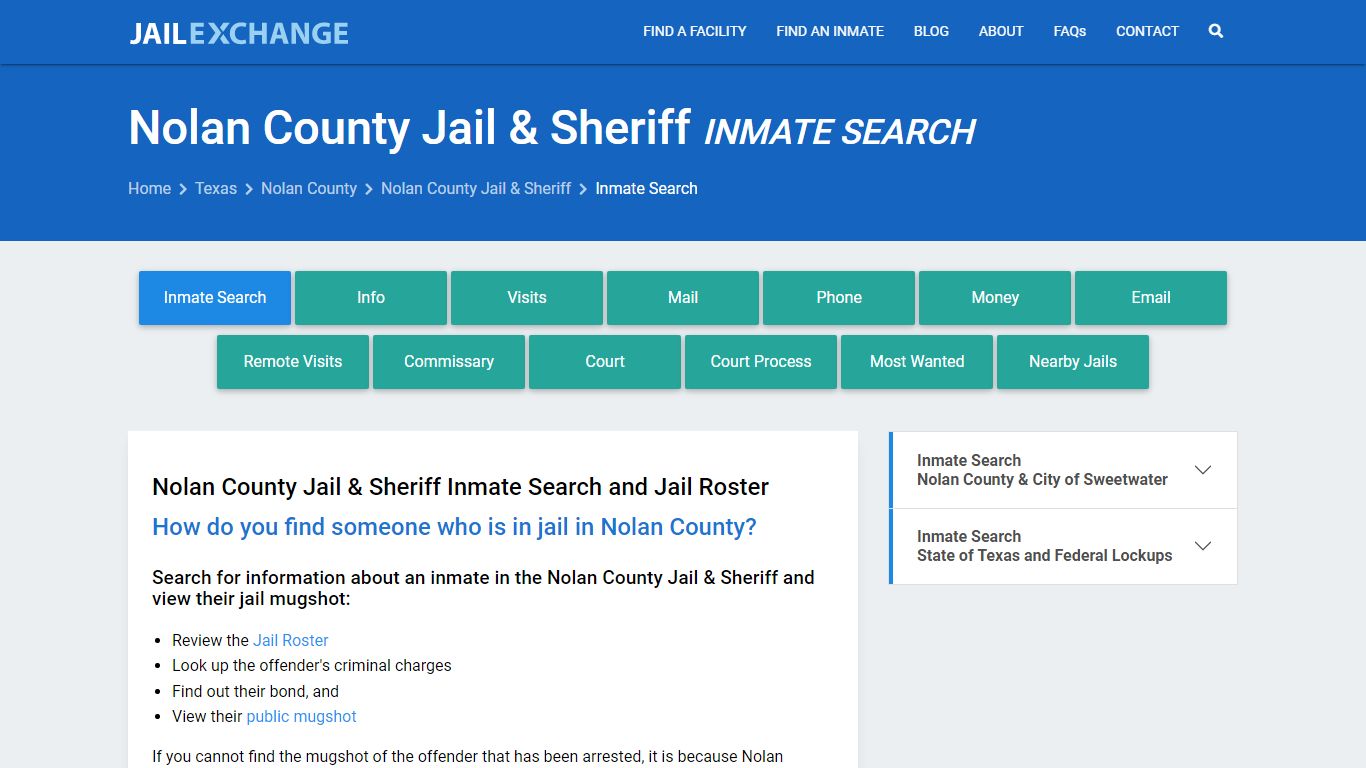 Nolan County Jail & Sheriff Inmate Search - Jail Exchange